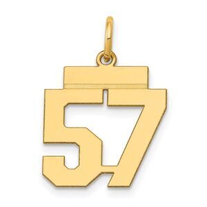 14k Yellow Gold, Athletic Collection, Small Polished Number 57 Pendant